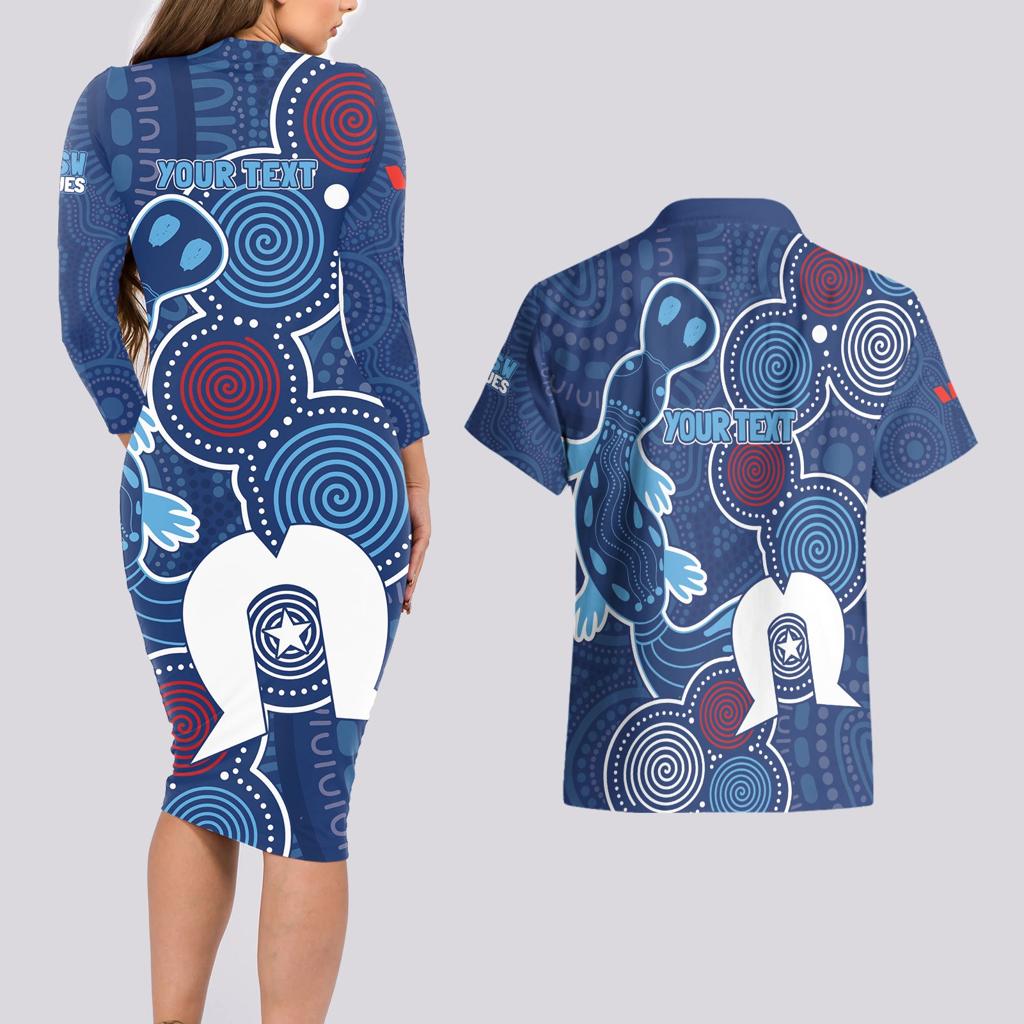 NAIDOC Week Couples Matching Long Sleeve Bodycon Dress and Hawaiian Shirt NSW Blues Platypus