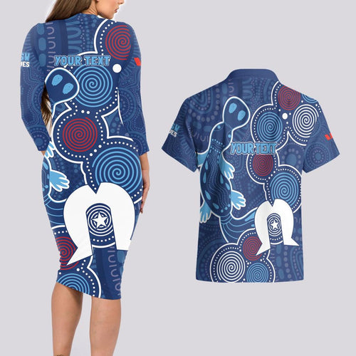NAIDOC Week Couples Matching Long Sleeve Bodycon Dress and Hawaiian Shirt NSW Blues Platypus