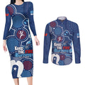 NAIDOC Week Couples Matching Long Sleeve Bodycon Dress and Long Sleeve Button Shirt NSW Blues Platypus