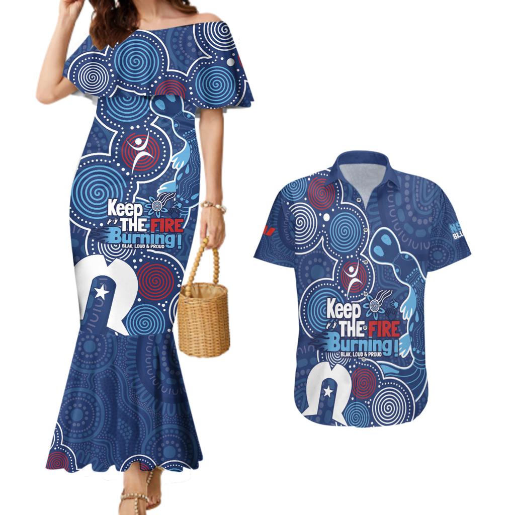 NAIDOC Week Couples Matching Mermaid Dress and Hawaiian Shirt NSW Blues Platypus