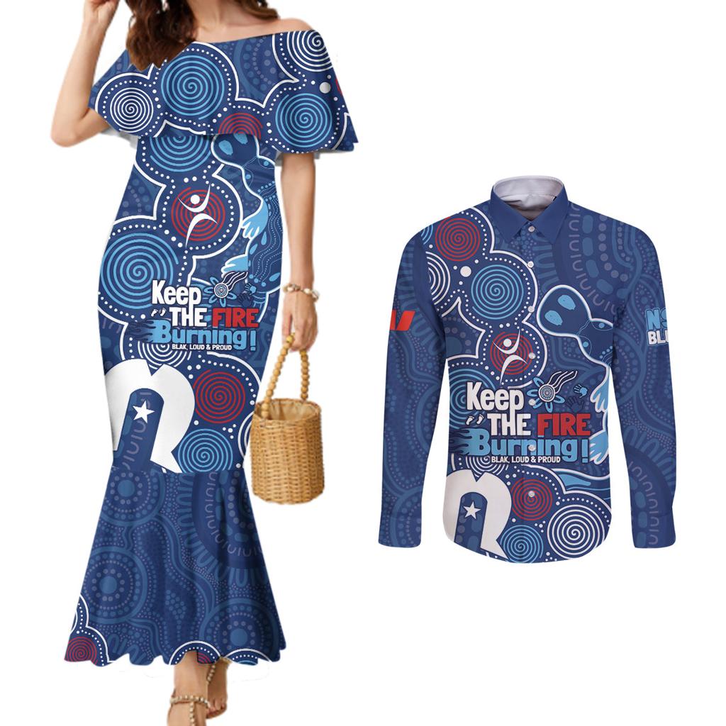NAIDOC Week Couples Matching Mermaid Dress and Long Sleeve Button Shirt NSW Blues Platypus