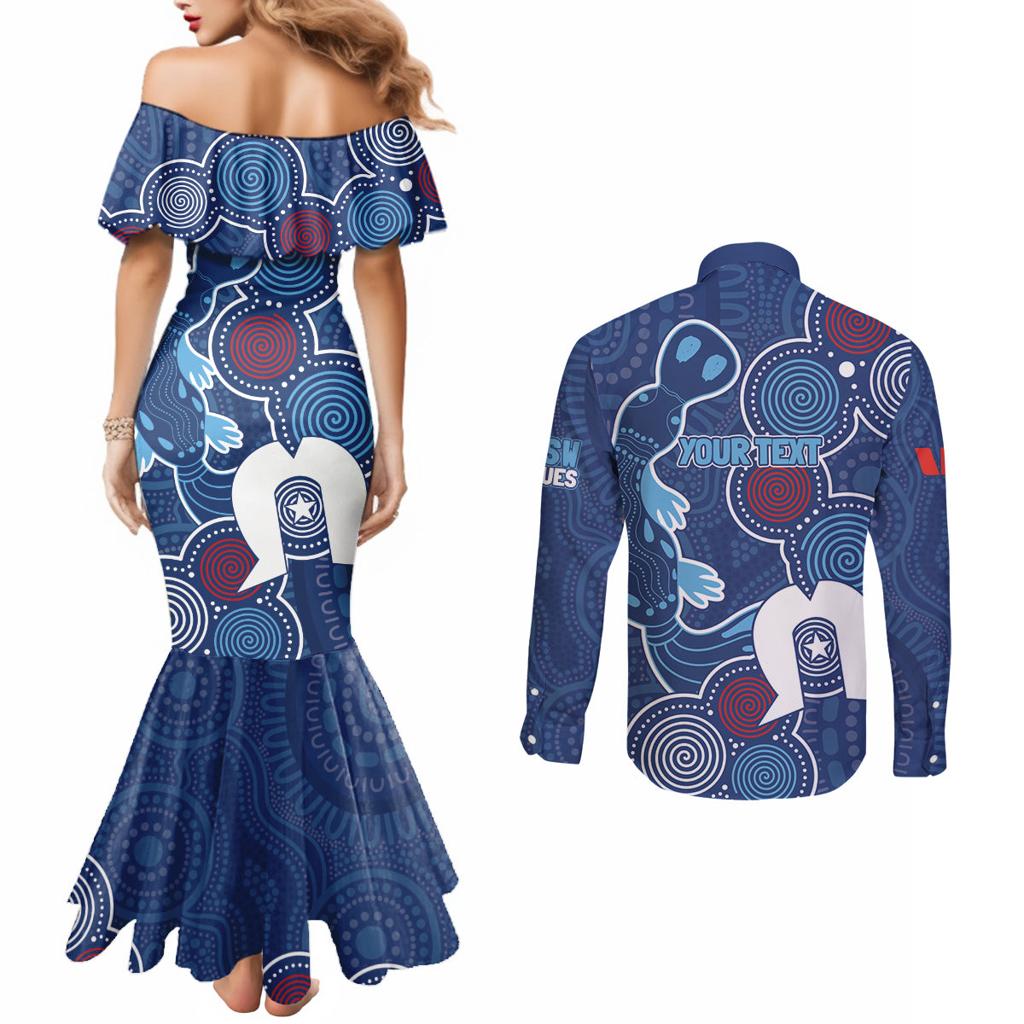 NAIDOC Week Couples Matching Mermaid Dress and Long Sleeve Button Shirt NSW Blues Platypus
