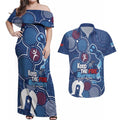 NAIDOC Week Couples Matching Off Shoulder Maxi Dress and Hawaiian Shirt NSW Blues Platypus