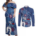 NAIDOC Week Couples Matching Off Shoulder Maxi Dress and Long Sleeve Button Shirt NSW Blues Platypus