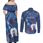 NAIDOC Week Couples Matching Off Shoulder Maxi Dress and Long Sleeve Button Shirt NSW Blues Platypus