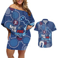 NAIDOC Week Couples Matching Off Shoulder Short Dress and Hawaiian Shirt NSW Blues Platypus
