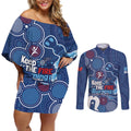 NAIDOC Week Couples Matching Off Shoulder Short Dress and Long Sleeve Button Shirt NSW Blues Platypus