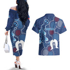 NAIDOC Week Couples Matching Off The Shoulder Long Sleeve Dress and Hawaiian Shirt NSW Blues Platypus