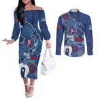 NAIDOC Week Couples Matching Off The Shoulder Long Sleeve Dress and Long Sleeve Button Shirt NSW Blues Platypus