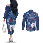 NAIDOC Week Couples Matching Off The Shoulder Long Sleeve Dress and Long Sleeve Button Shirt NSW Blues Platypus