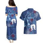 NAIDOC Week Couples Matching Puletasi and Hawaiian Shirt NSW Blues Platypus