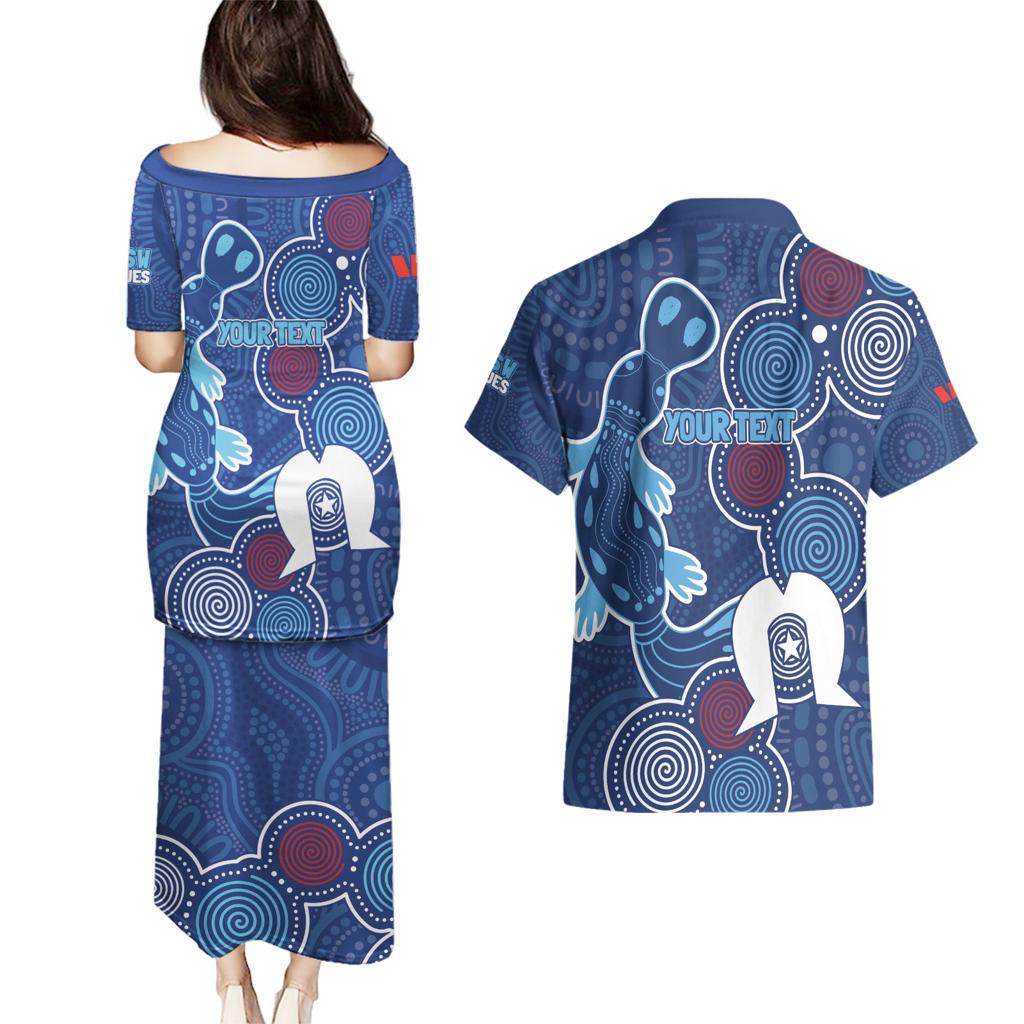 NAIDOC Week Couples Matching Puletasi and Hawaiian Shirt NSW Blues Platypus