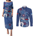 NAIDOC Week Couples Matching Puletasi and Long Sleeve Button Shirt NSW Blues Platypus