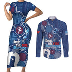 NAIDOC Week Couples Matching Short Sleeve Bodycon Dress and Long Sleeve Button Shirt NSW Blues Platypus