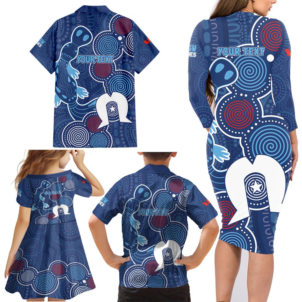 NAIDOC Week Family Matching Long Sleeve Bodycon Dress and Hawaiian Shirt NSW Blues Platypus