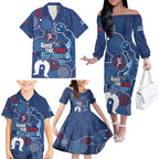 NAIDOC Week Family Matching Off The Shoulder Long Sleeve Dress and Hawaiian Shirt NSW Blues Platypus