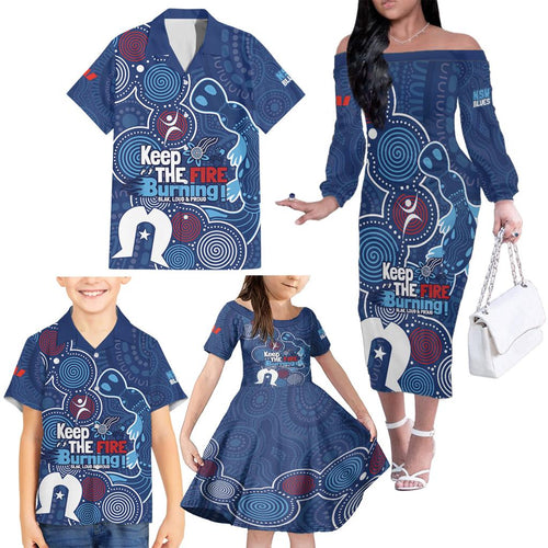 NAIDOC Week Family Matching Off The Shoulder Long Sleeve Dress and Hawaiian Shirt NSW Blues Platypus