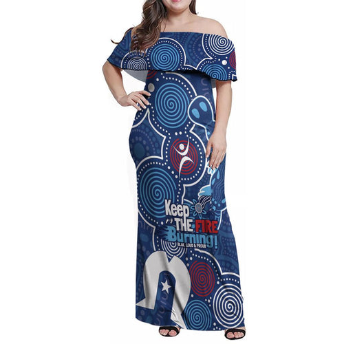 NAIDOC Week Family Matching Off Shoulder Maxi Dress and Hawaiian Shirt NSW Blues Platypus