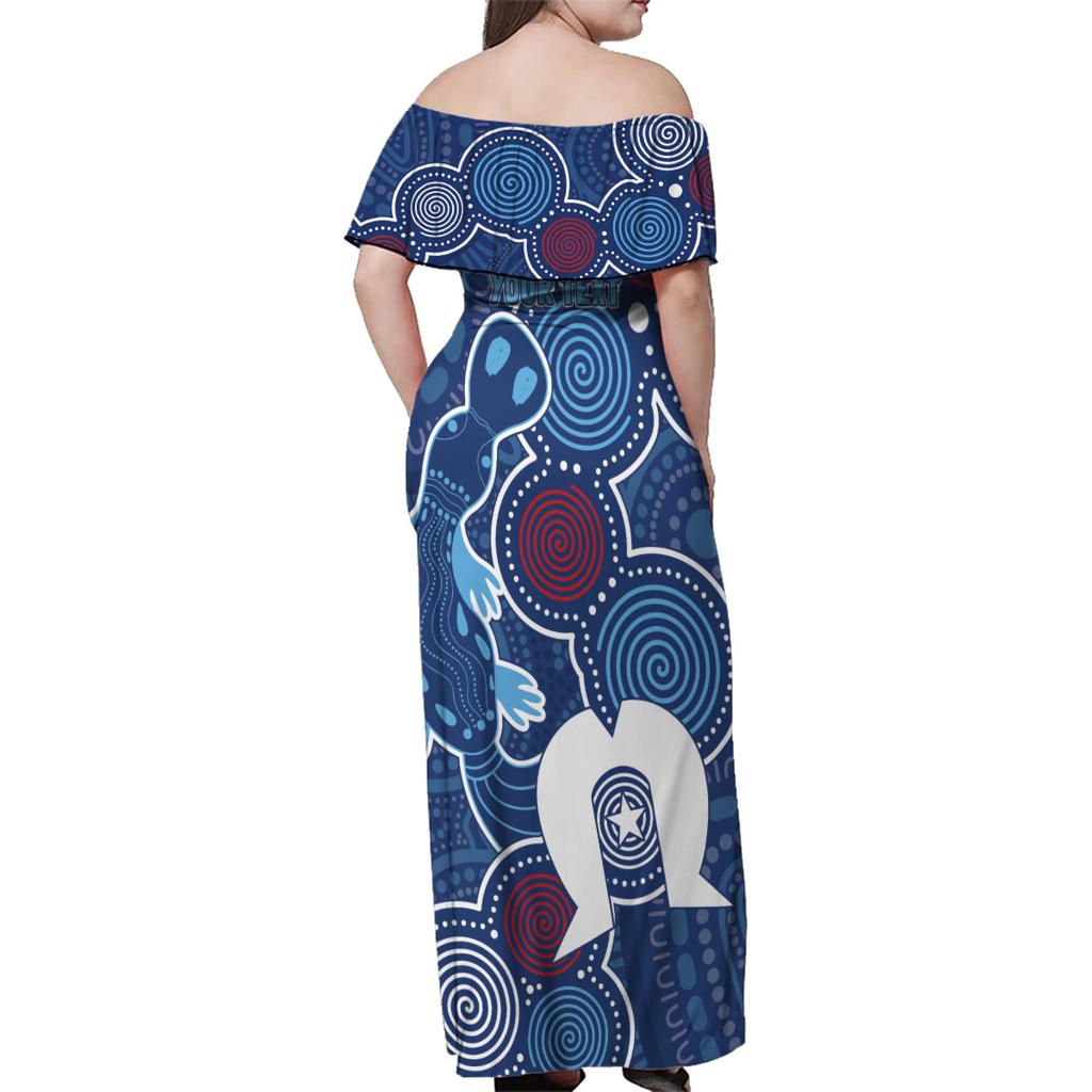 NAIDOC Week Family Matching Off Shoulder Maxi Dress and Hawaiian Shirt NSW Blues Platypus