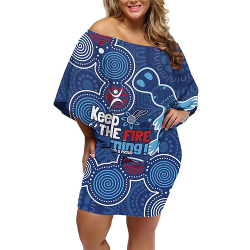 NAIDOC Week Family Matching Off Shoulder Short Dress and Hawaiian Shirt NSW Blues Platypus