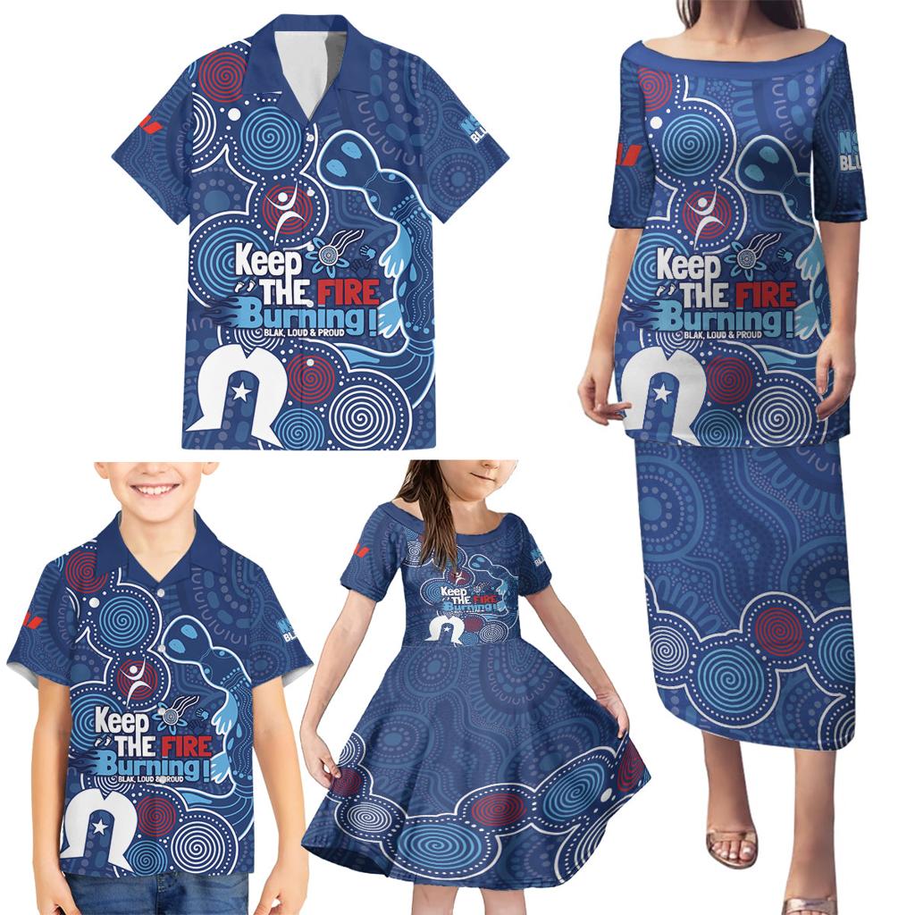 NAIDOC Week Family Matching Puletasi and Hawaiian Shirt NSW Blues Platypus