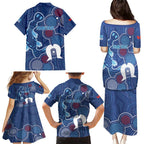 NAIDOC Week Family Matching Puletasi and Hawaiian Shirt NSW Blues Platypus