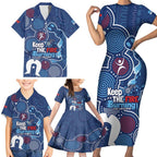 NAIDOC Week Family Matching Short Sleeve Bodycon Dress and Hawaiian Shirt NSW Blues Platypus