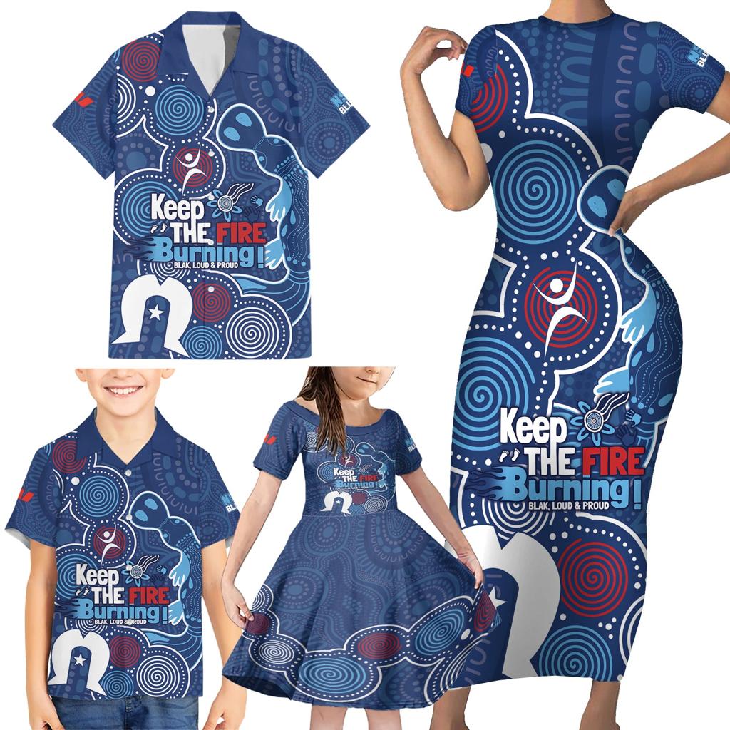 NAIDOC Week Family Matching Short Sleeve Bodycon Dress and Hawaiian Shirt NSW Blues Platypus