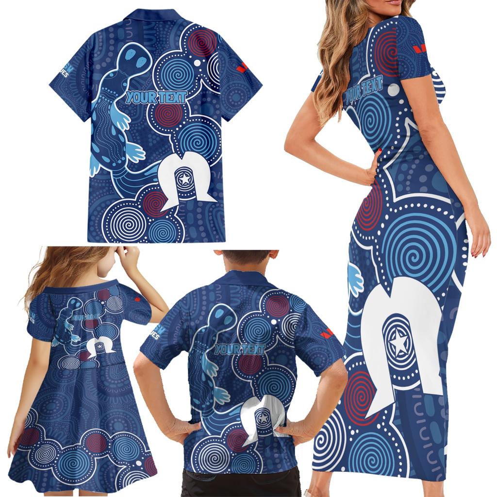 NAIDOC Week Family Matching Short Sleeve Bodycon Dress and Hawaiian Shirt NSW Blues Platypus