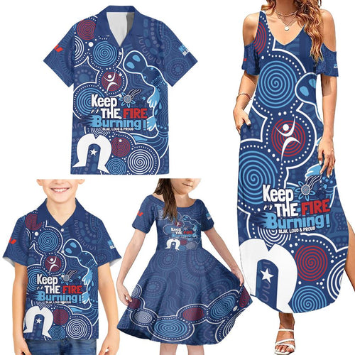 NAIDOC Week Family Matching Summer Maxi Dress and Hawaiian Shirt NSW Blues Platypus