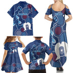 NAIDOC Week Family Matching Summer Maxi Dress and Hawaiian Shirt NSW Blues Platypus
