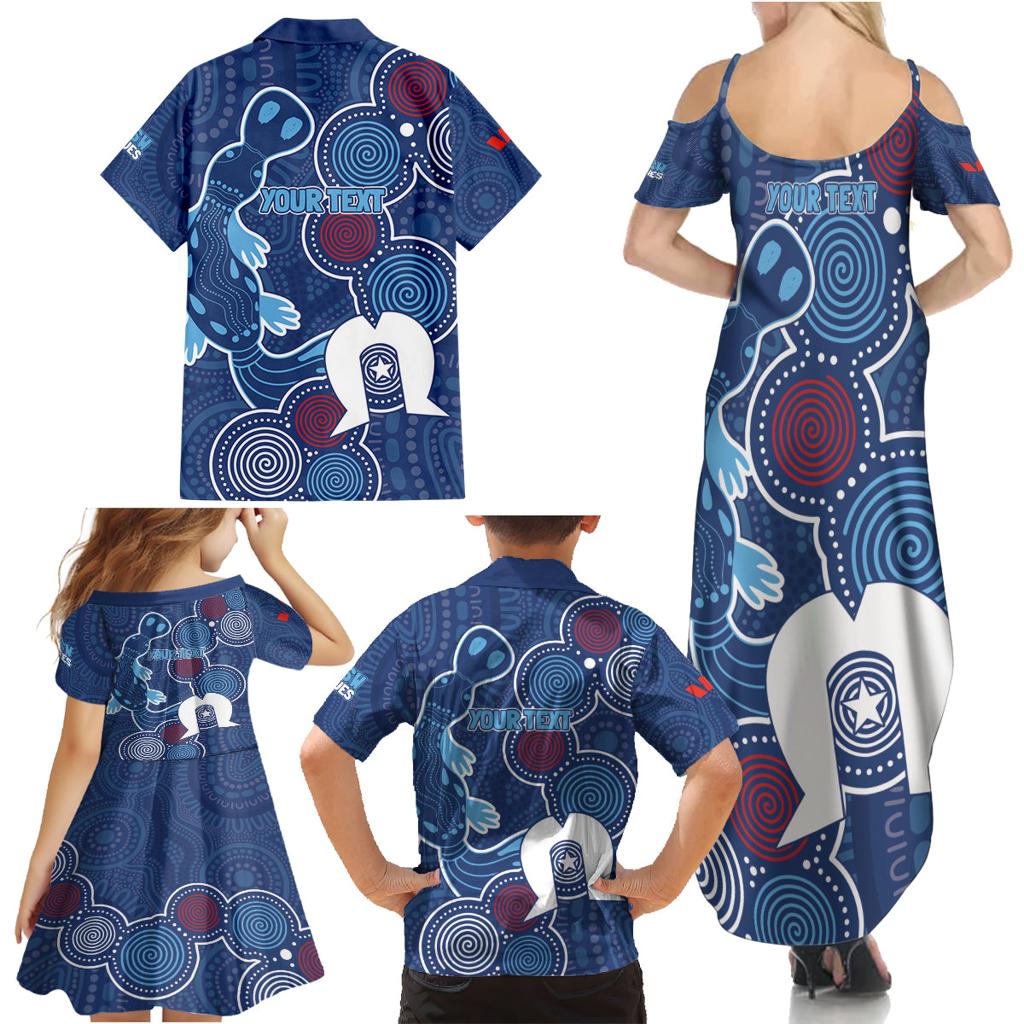 NAIDOC Week Family Matching Summer Maxi Dress and Hawaiian Shirt NSW Blues Platypus