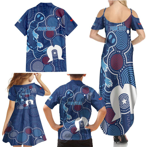 NAIDOC Week Family Matching Summer Maxi Dress and Hawaiian Shirt NSW Blues Platypus