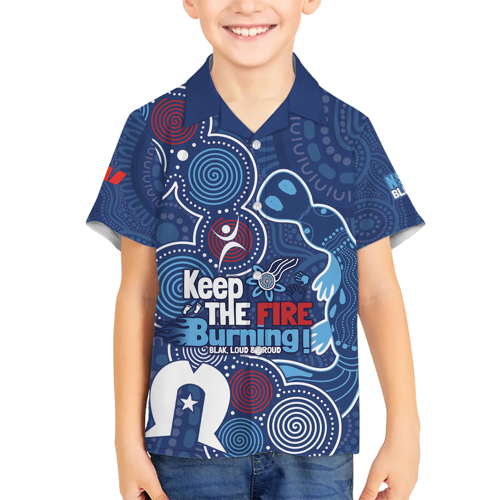 NAIDOC Week Kid Hawaiian Shirt NSW Blues Platypus