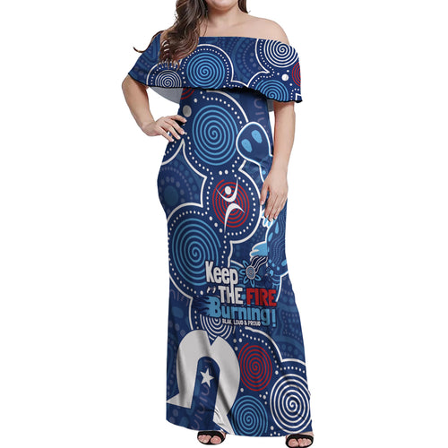 NAIDOC Week Off Shoulder Maxi Dress NSW Blues Platypus