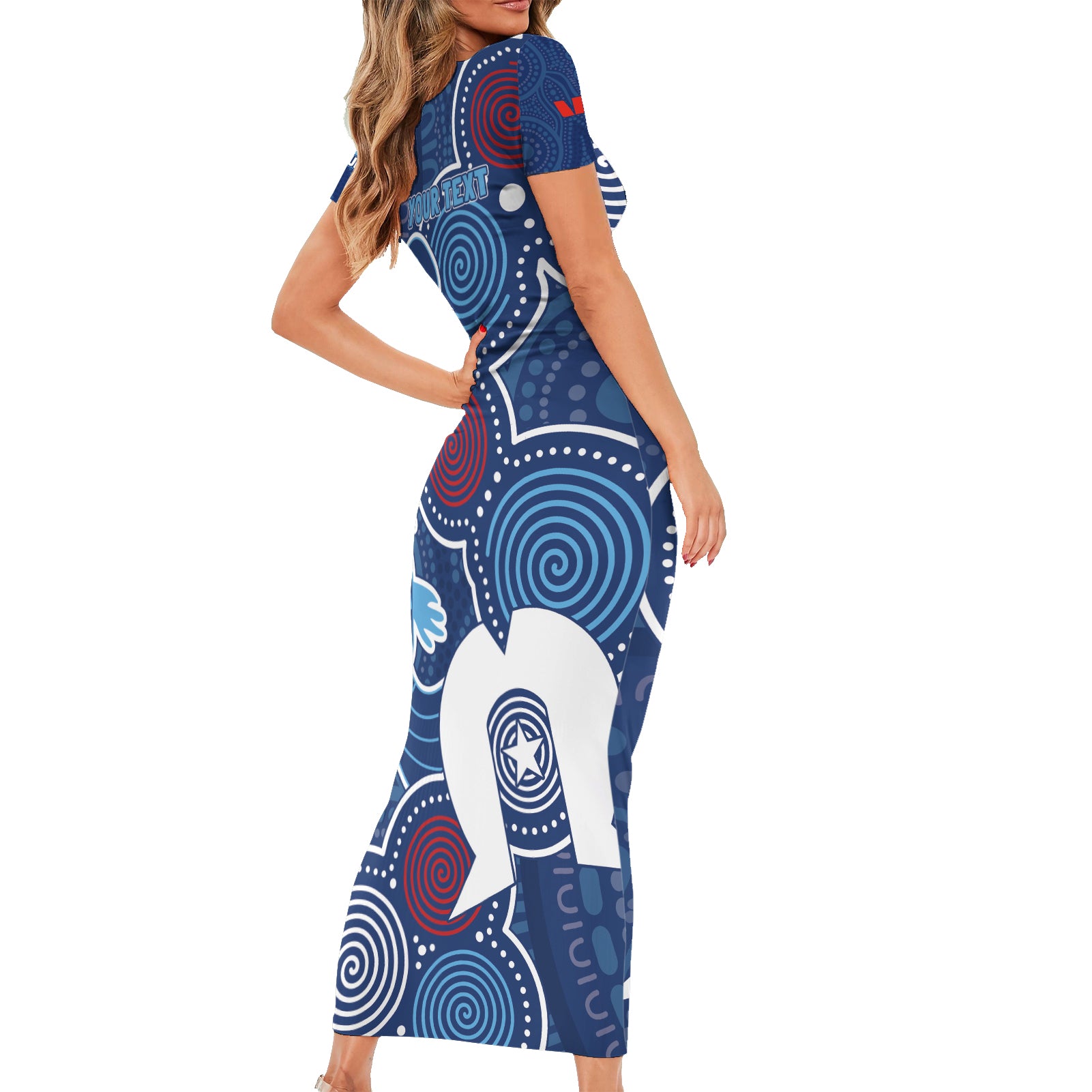 NAIDOC Week Short Sleeve Bodycon Dress NSW Blues Platypus