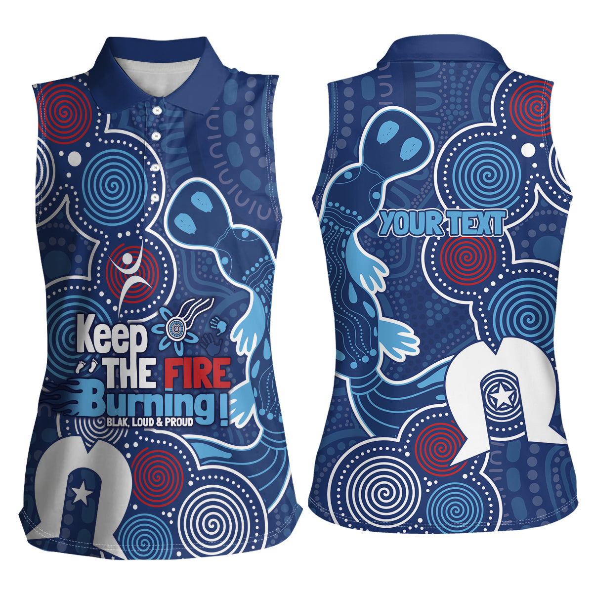 NAIDOC Week Women Sleeveless Polo Shirt NSW Blues Platypus
