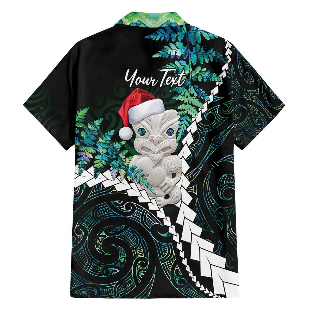 New Zealand Personalised Family Matching Long Sleeve Bodycon Dress and Hawaiian Shirt Meri Kirihimete Kowhaiwhai Mix Paua Shell - Emerald