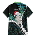 New Zealand Personalised Family Matching Mermaid Dress and Hawaiian Shirt Meri Kirihimete Kowhaiwhai Mix Paua Shell - Emerald