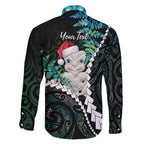 New Zealand Personalised Family Matching Mermaid Dress and Hawaiian Shirt Meri Kirihimete Kowhaiwhai Mix Paua Shell - Emerald