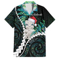 New Zealand Personalised Hawaiian Shirt Meri Kirihimete Kowhaiwhai Mix Paua Shell - Emerald
