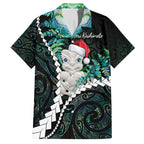 New Zealand Personalised Hawaiian Shirt Meri Kirihimete Kowhaiwhai Mix Paua Shell - Emerald