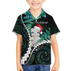 New Zealand Personalised Hawaiian Shirt Meri Kirihimete Kowhaiwhai Mix Paua Shell - Emerald