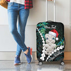 New Zealand Personalised Luggage Cover Meri Kirihimete Kowhaiwhai Mix Paua Shell - Emerald