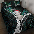 New Zealand Personalised Quilt Bed Set Meri Kirihimete Kowhaiwhai Mix Paua Shell - Emerald