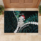 New Zealand Personalised Rubber Doormat Meri Kirihimete Kowhaiwhai Mix Paua Shell - Emerald