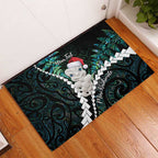 New Zealand Personalised Rubber Doormat Meri Kirihimete Kowhaiwhai Mix Paua Shell - Emerald