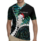 New Zealand Personalised Rugby Jersey Meri Kirihimete Kowhaiwhai Mix Paua Shell - Emerald