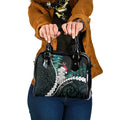 New Zealand Personalised Shoulder Handbag Meri Kirihimete Kowhaiwhai Mix Paua Shell - Emerald