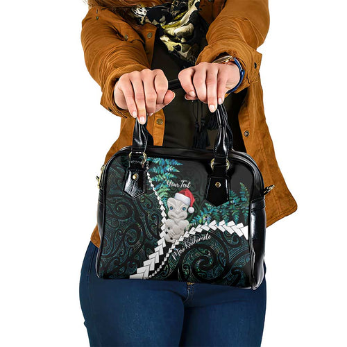 New Zealand Personalised Shoulder Handbag Meri Kirihimete Kowhaiwhai Mix Paua Shell - Emerald